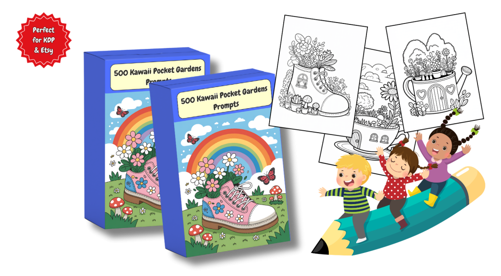 Main product image: 500 Kawaii Garden Prompts and Pages