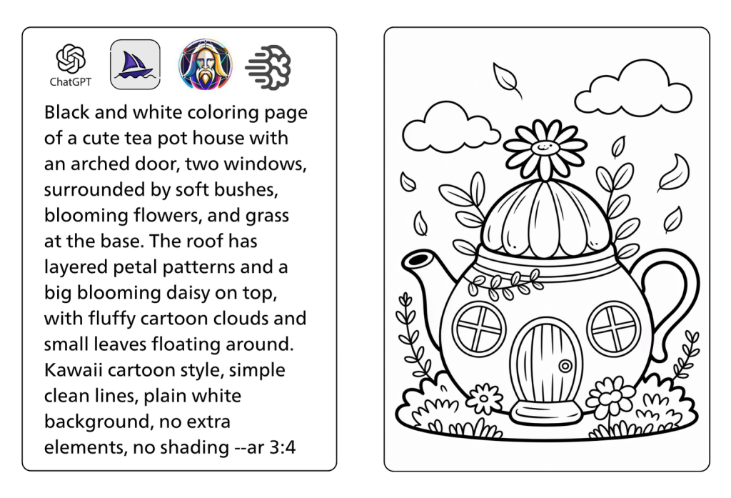 How It Works Example - Coloring Page Creation Steps